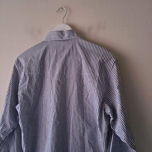 Wrangler Western Shirt Striped Pearl Snap Wrinkle Resistant Gray White Mens M - Picture 8 of 13